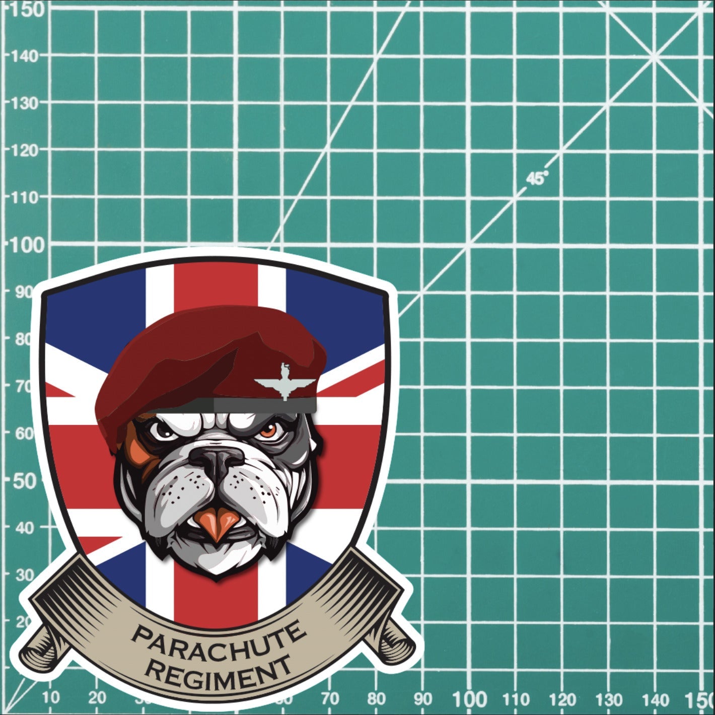 Parachute Regiment British Bulldog and Union Jack Shield Vinyl Sticker - 10cm redplume