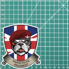 Parachute Regiment British Bulldog and Union Jack Shield Vinyl Sticker - 10cm redplume