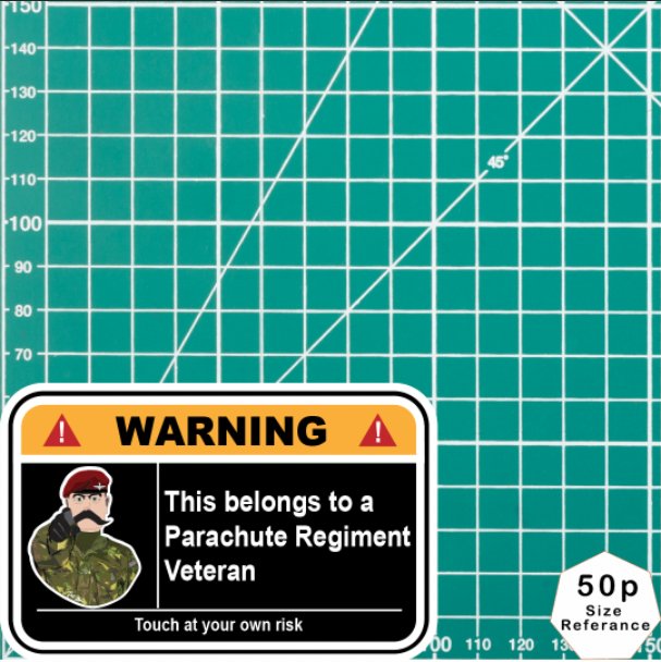 Parachute Regiment Camouflage Warning Funny Vinyl Sticker 100mm wide redplume