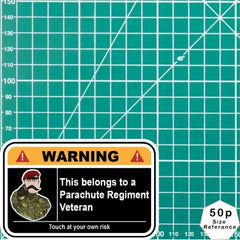 Parachute Regiment Camouflage Warning Funny Vinyl Sticker 100mm wide redplume