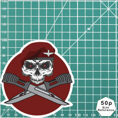 Parachute Regiment Car Decal - Stylish Skull and Crossed Bayonets Design redplume