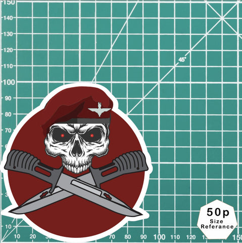 Parachute Regiment Car Decal - Stylish Skull and Crossed Bayonets Design redplume