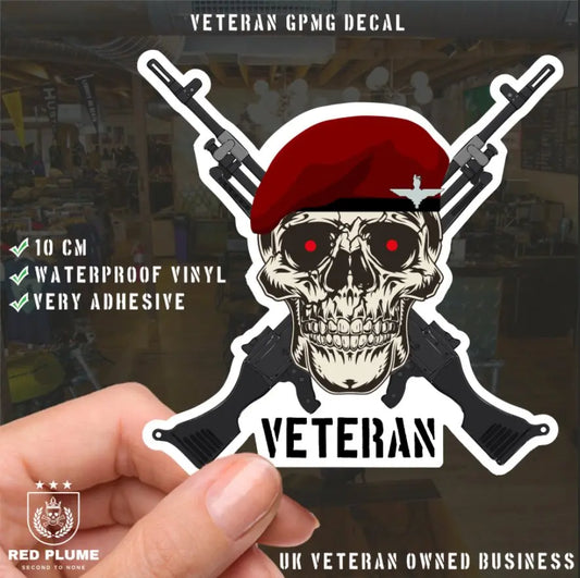 Parachute Regiment Crossed GPMG High-Quality Vinyl Sticker - 100mm redplume