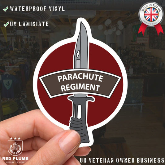 Parachute Regiment Vinyl Decal, TRF Colours & Bayonet Design - 10cm redplume