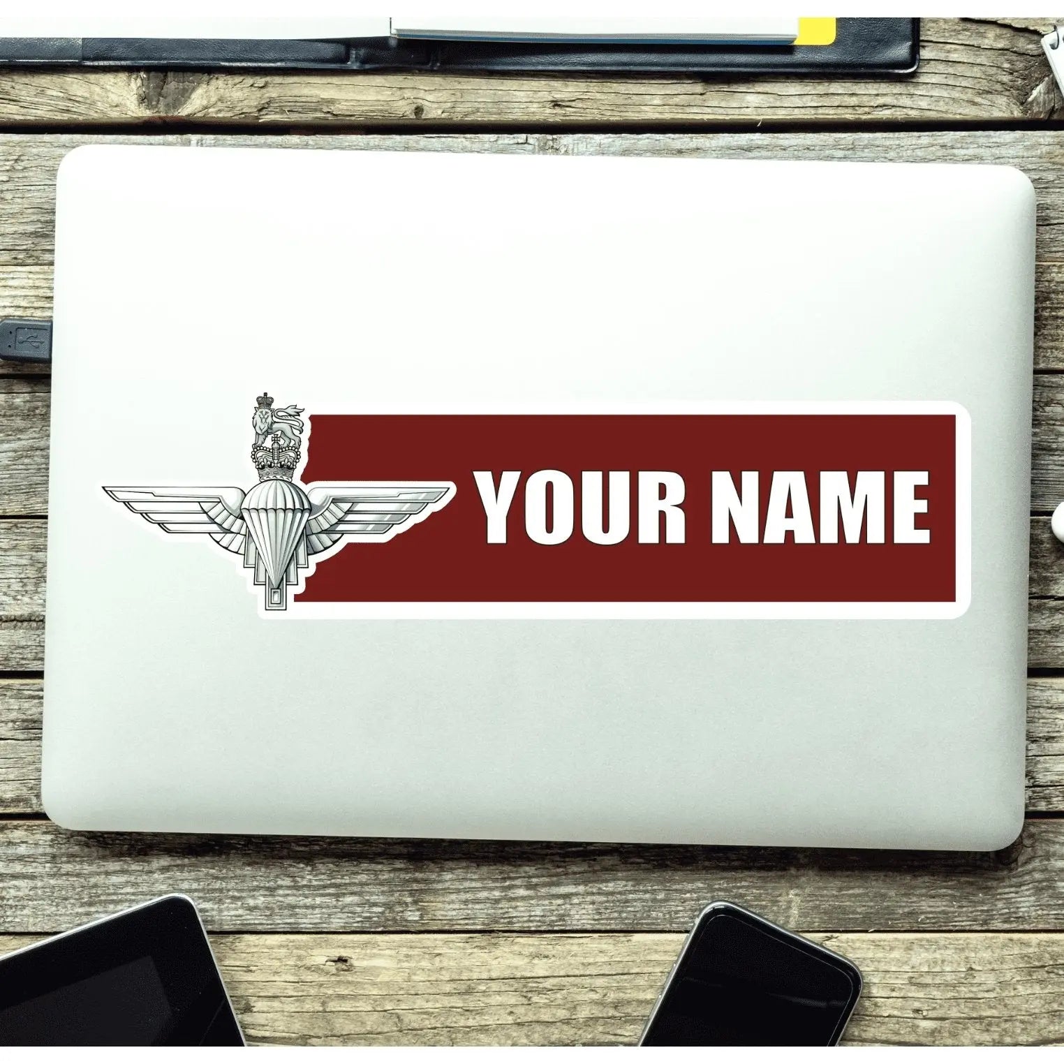 Parachute Regiment Waterproof Vinyl Name Stickers - Personalised redplume