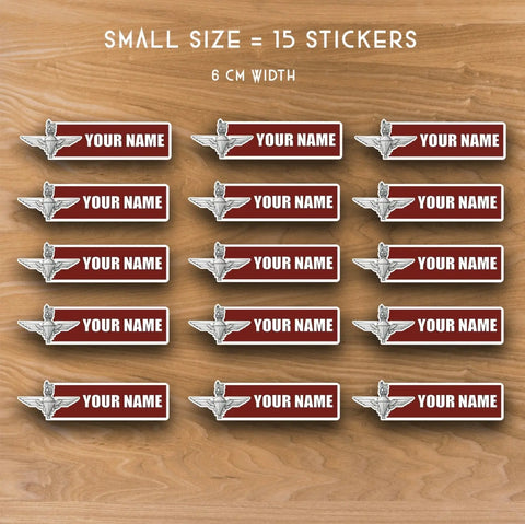 Parachute Regiment Waterproof Vinyl Name Stickers - Personalised - Red Plume