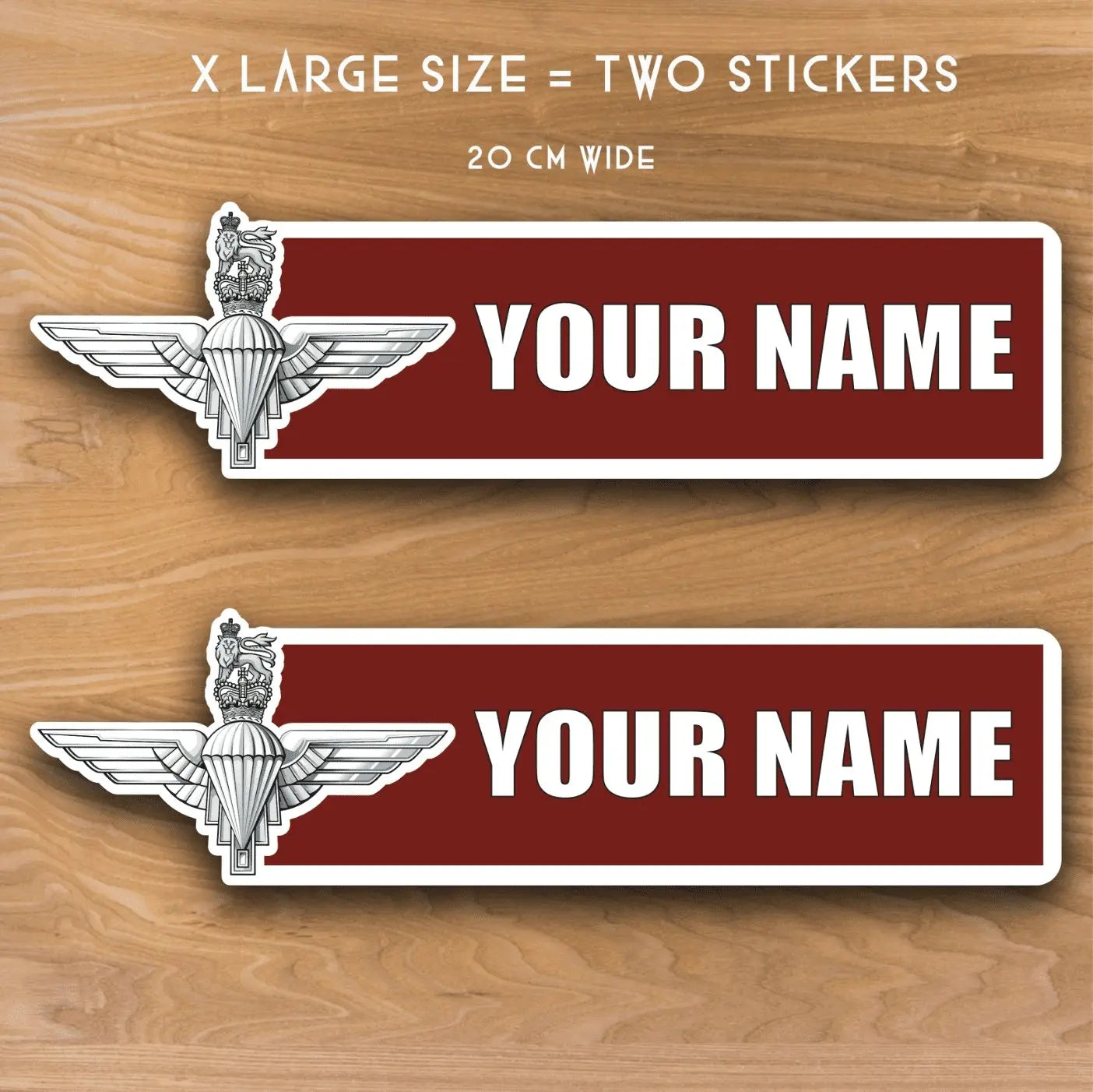 Parachute Regiment Waterproof Vinyl Name Stickers - Personalised redplume