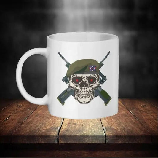 Personalised Coldstream Guards Mug - Skull in Beret & Crossed Rifles redplume