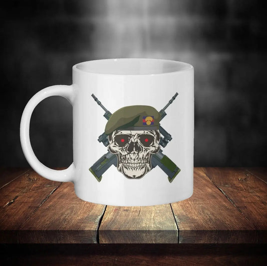 Personalised Grenadier Guards Mug - Skull in Beret & Crossed Rifles redplume