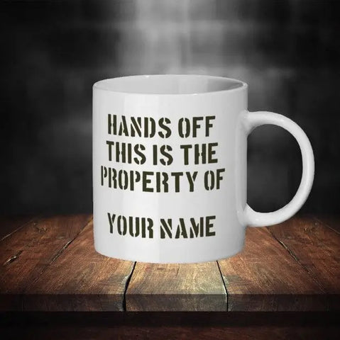 Personalised Irish Guards Mug - Skull in Beret & Crossed Rifles - Red Plume