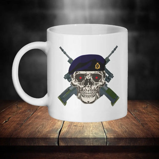 Personalised Royal Army Medical Corps Mug - Skull in Beret & Crossed Rifles redplume
