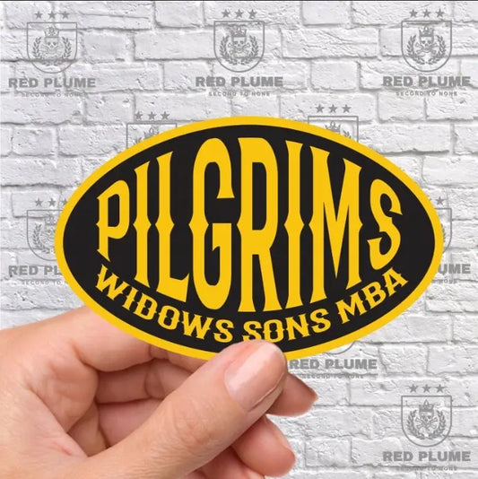 Pilgrims Oval Vinyl Stickers/Decals - Red Plume