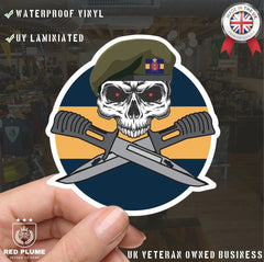 Princess of Wales's Royal Regiment Car Decal - Skull and Crossed Bayonets Design redplume