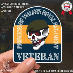 Princess of Wales's Royal Regiment Old School Tattoo Style Veteran Sticker redplume