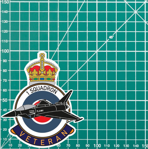 RAF 1 Squadron Veterans Badge Vinyl Sticker - Typhoon Aircraft redplume