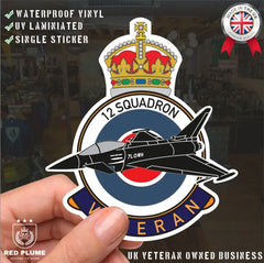 RAF 12 Squadron Veterans Badge Vinyl Sticker - Typhoon Aircraft redplume