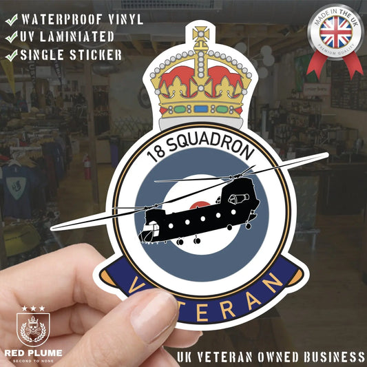 RAF 18 Squadron Veterans Badge Vinyl Sticker - Chinook Aircraft redplume