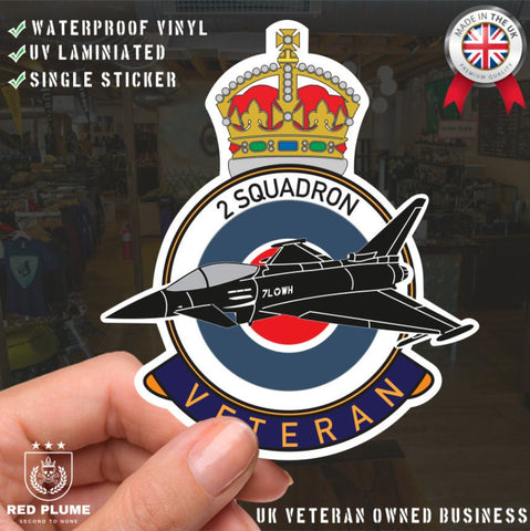 RAF 2 Squadron Veterans Badge Vinyl Sticker - Typhoon Aircraft redplume
