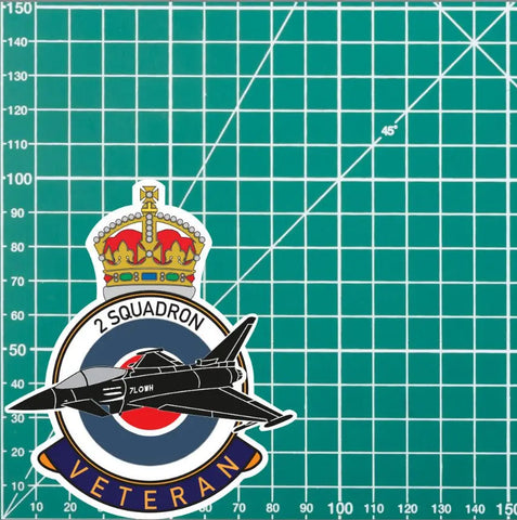RAF 2 Squadron Veterans Badge Vinyl Sticker - Typhoon Aircraft - Red Plume