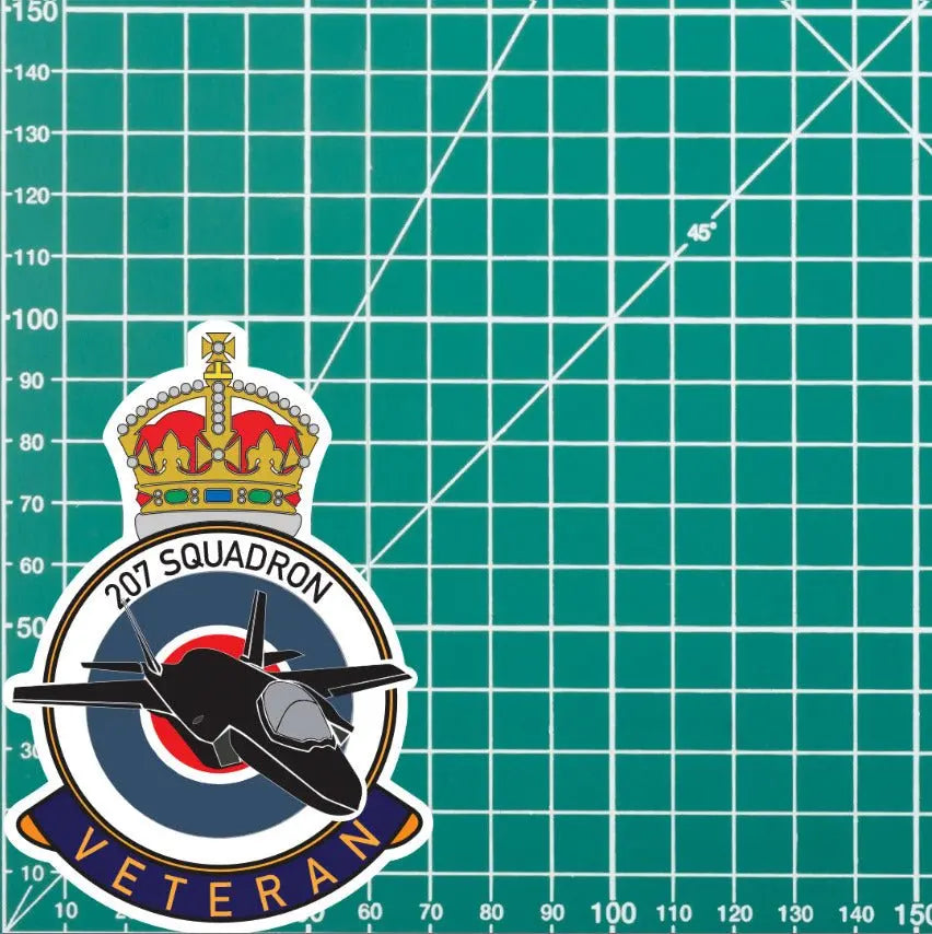 RAF 207 Squadron Veterans Badge Vinyl Sticker - Lightning Aircraft redplume
