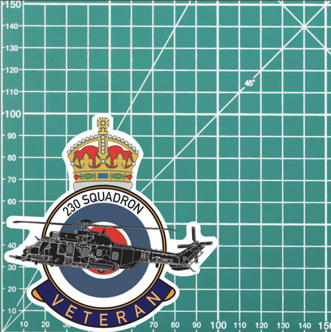 RAF 230 Squadron Veterans Badge Vinyl Sticker - Puma Aircraft redplume