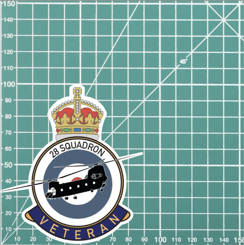 RAF 28 Squadron Veterans Badge Vinyl Sticker - Chinook Aircraft redplume