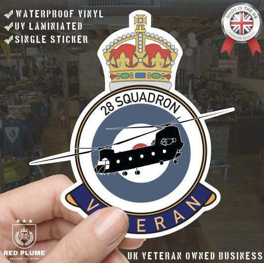 RAF 28 Squadron Veterans Badge Vinyl Sticker - Chinook Aircraft redplume