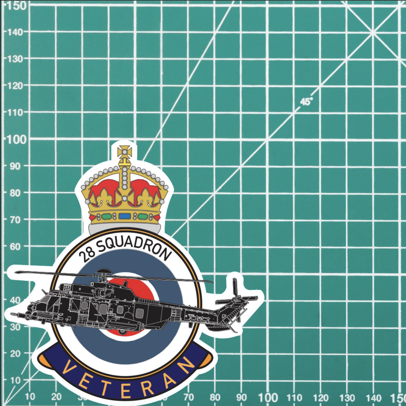 RAF 28 Squadron Veterans Badge Vinyl Sticker - Puma Aircraft redplume