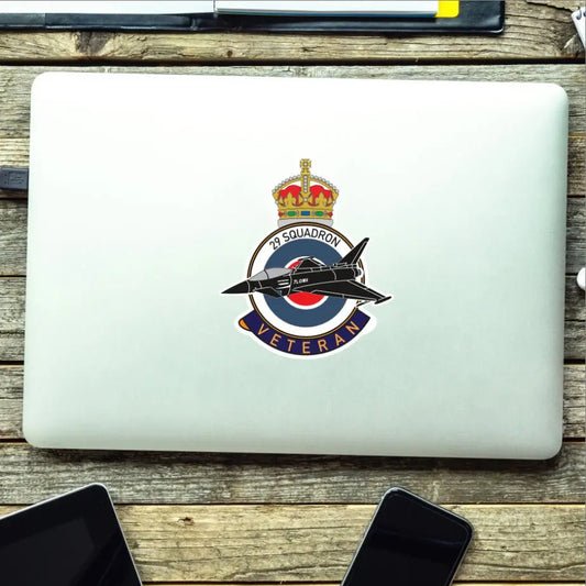RAF 29 Squadron Veterans Badge Vinyl Sticker - Typhoon Aircraft - Red Plume