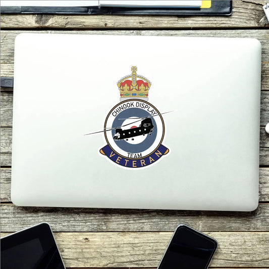 RAF Chinook Display Team Veterans Badge Vinyl Sticker - Chinook Aircraft - Red Plume