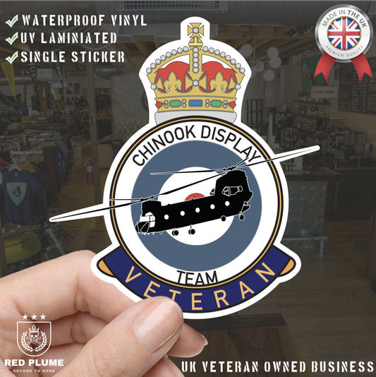 RAF Chinook Display Team Veterans Badge Vinyl Sticker - Chinook Aircraft redplume
