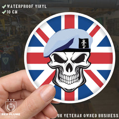 REME Air Tech Skull with Beret UJ Vinyl Sticker - 10cm redplume