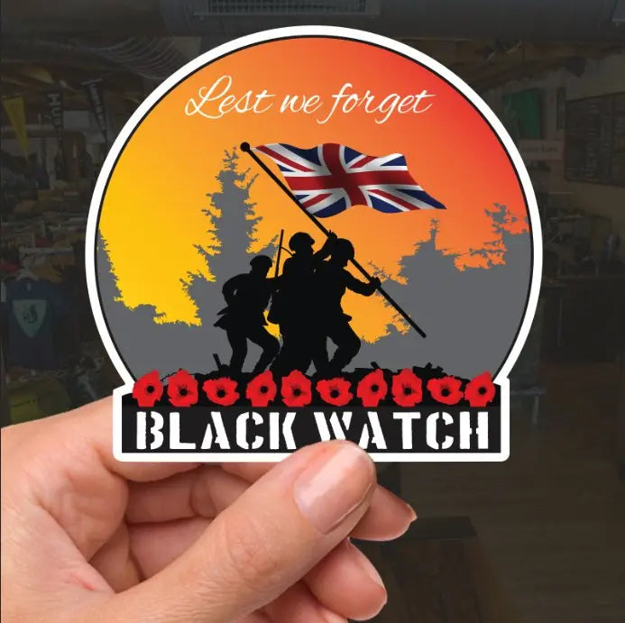 Remembrance Vinyl Sticker - Black Watch - Lest We Forget redplume