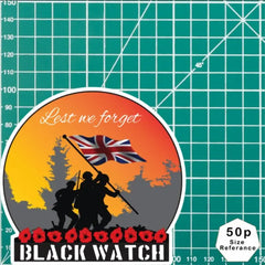 Remembrance Vinyl Sticker - Black Watch - Lest We Forget redplume