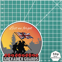Remembrance Vinyl Sticker - Grenadier Guards Lest We Forget redplume