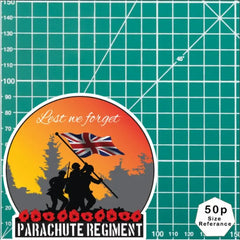 Remembrance Vinyl Sticker - Parachute Regiment - Lest We Forget redplume