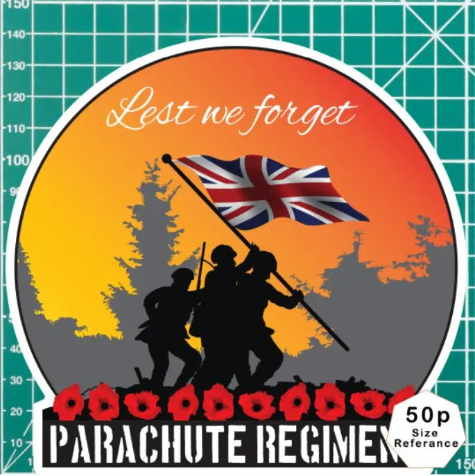 Remembrance Vinyl Sticker - Parachute Regiment - Lest We Forget redplume