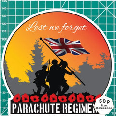 Remembrance Vinyl Sticker - Parachute Regiment - Lest We Forget redplume