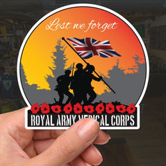 Remembrance Vinyl Sticker - Royal Army Medical Corps RAMC Lest We Forget redplume