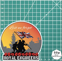 Remembrance Vinyl Sticker - Royal Engineers Lest We Forget redplume