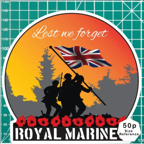 Remembrance Vinyl Sticker - Royal Marines Lest We Forget redplume
