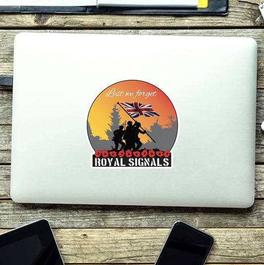 Remembrance Vinyl Sticker - Royal Signals Lest We Forget redplume