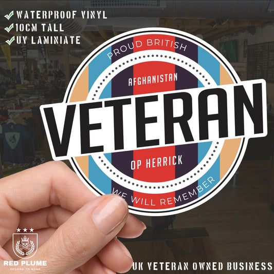 Retro Inspired Veterans Afghanistan Op Herrick Vinyl UV Laminated Decal redplume