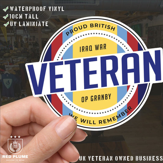 Retro Inspired Veterans Iraq War Op Granby Vinyl UV Laminated Decal redplume