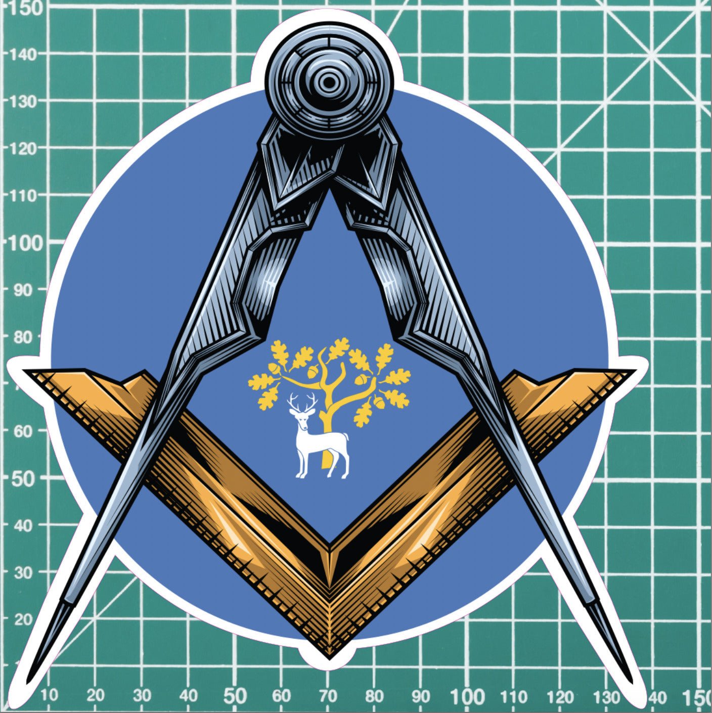 Round Berkshire Masonic Sticker Square & Compass Union Vinyl Decal redplume