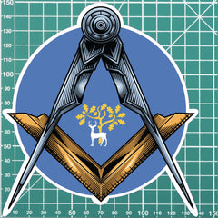 Round Berkshire Masonic Sticker Square & Compass Union Vinyl Decal redplume