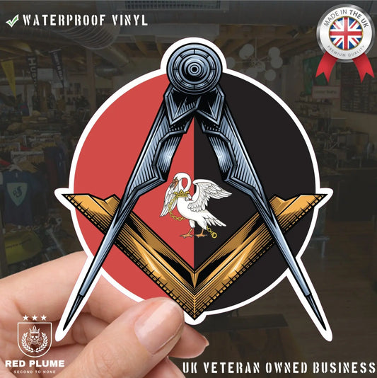 Round Buckinghamshire Masonic Stickers Square & Compass Union Vinyl Decal redplume