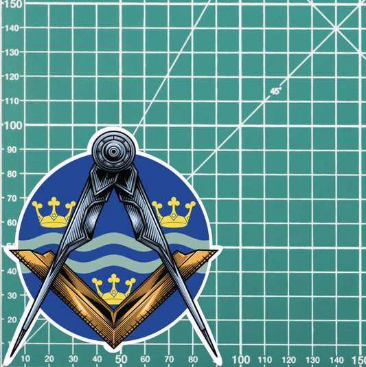 Round Cambridgeshire Masonic Sticker Square & Compass Union Vinyl Decal redplume