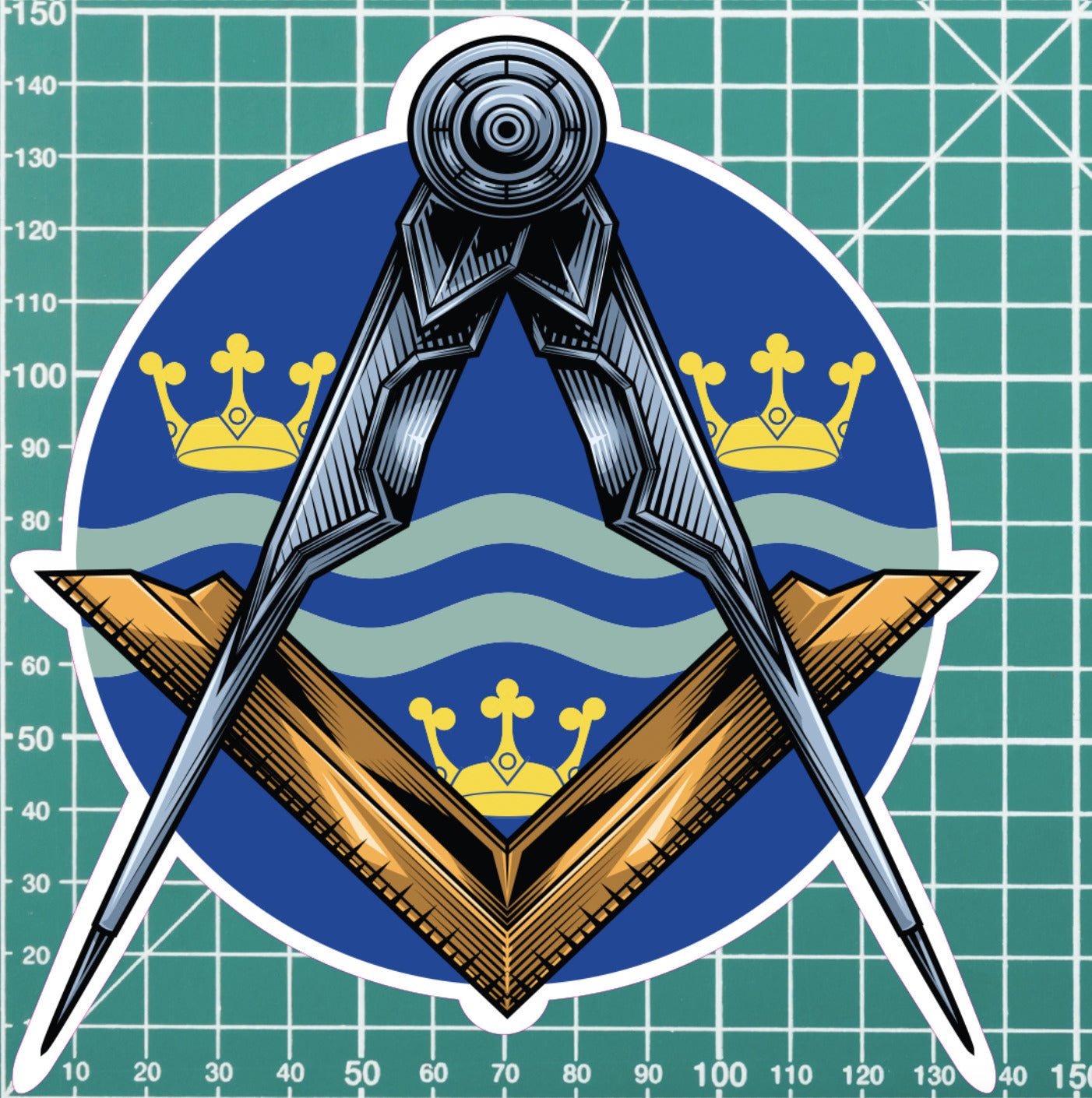 Round Cambridgeshire Masonic Sticker Square & Compass Union Vinyl Decal redplume