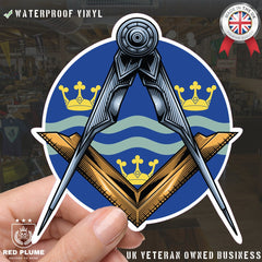 Round Cambridgeshire Masonic Sticker Square & Compass Union Vinyl Decal redplume